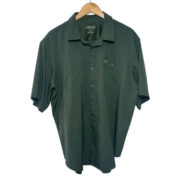 Orvis Shirt Men XXL Classic Button Down Hunter Green Short Sleeve Outdoor Active - Picture 1 of 10